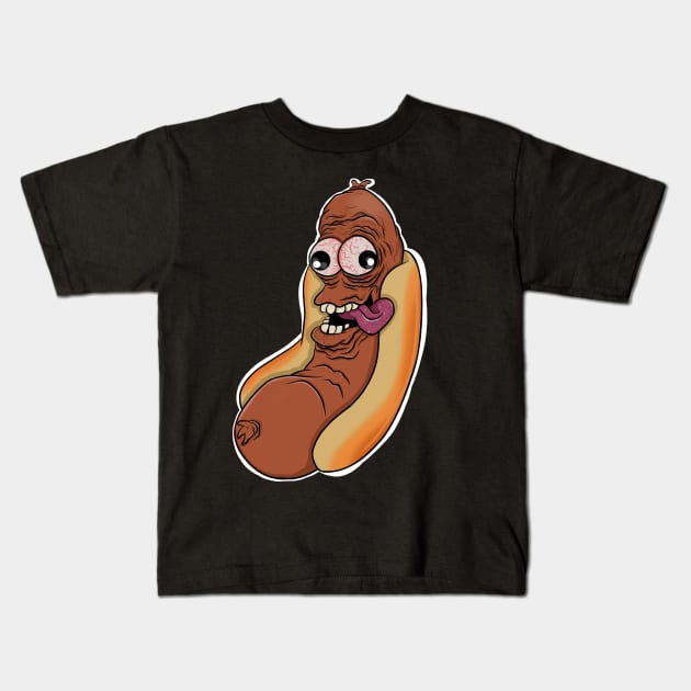 Weiner hot dog Kids T-Shirt by wet_chicken_lip